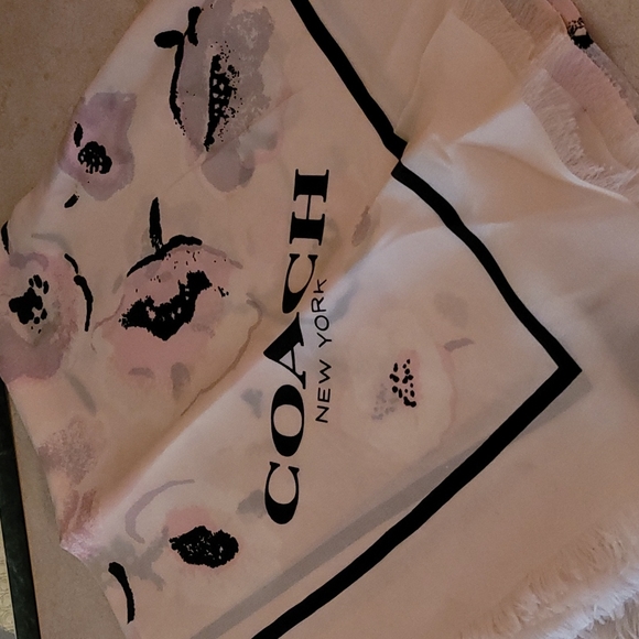 Nice! Coach silk square floral scarf with eyelash hem line